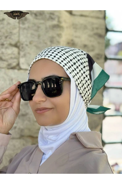 İSTANBULSTYLEMODA FİLİSTİN TEMALI FULAR 45x45 Unisex Günlük Kullanıma Uygun Puşi Şal Kefiye Filistin Bayrak AYN2408 - Resim 3