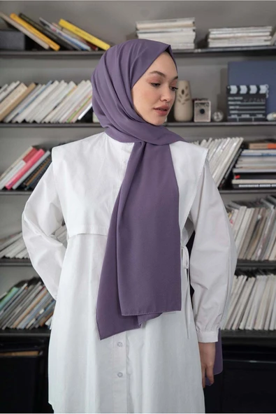 Sweet Notes Kaliteli Medine Ipeği Şal Lavanta Lila 190 X70 Sal2306 - Resim 5