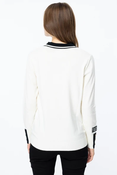 45913 ONTEKS V YAKA KOLLARI DÜĞME DETAYLI HIRKA - Resim 8