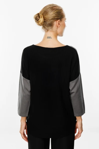 45380 ONTEKS SIFIR YAKA ÖN ARKA FARKLI RENK KAZAK - Resim 8