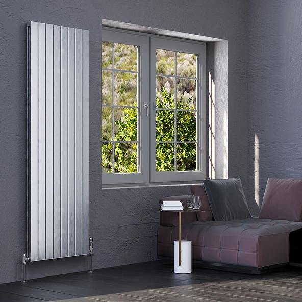 Lojimax Alüminyum Çift Panel Dikey Radyatör Royal Double 1800x588mm 8 Dilim İnoks  Fırçalı Eloksal |2063 W Yüksek Isıl Güç | 5 Yıl Üretici Garantisi ürün görseli