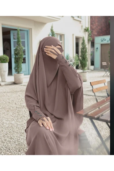 FLORA TEKSTİL 2Lİ TAKIM KALİTELİ TESETTÜR ÇARŞAF ELBİSE -ELBİSE VE SUFLE - Resim 2