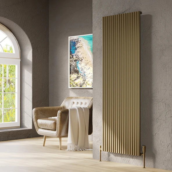 Lojimax Alüminyum Dekoratif Radyatör Fiona 1800x599mm 6 Dilim Mat Altın Rengi Eloksal|1960 W Yüksek Isıl Güç | 5 Yıl Üretici Garantisi ürün görseli