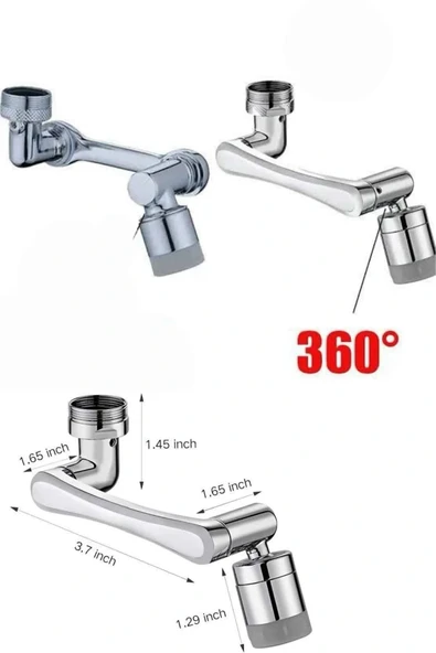 180 Derece Dönebilen Fonksiyonel Paslanmaz Çelik Robotik Kol Musluk Başlığı - Resim 5