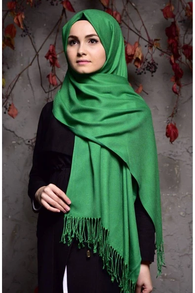 AYNUR TEKSTİL Paşmina Düz Şal Yeşil ürün görseli
