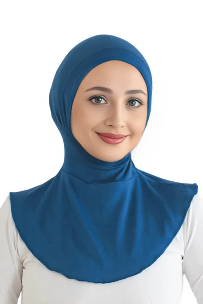 İSTANBULSTYLEMODA Tesettür Pratik Boyunluklu Hijab - Sporcu Tesettür  Bone - MAVİ Bon23502 DYR ürün görseli