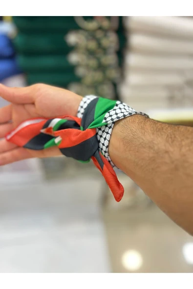 hicazavm Filistin bayraklı fular keffiye şal eşarp - Resim 3