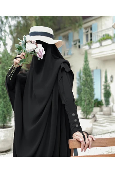 FLORA TEKSTİL 2Lİ TAKIM KALİTELİ TESETTÜR ÇARŞAF ELBİSE -ELBİSE VE SUFLE - Resim 4