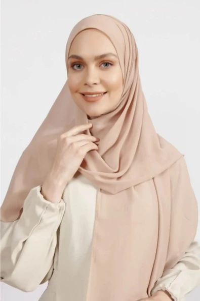 İSTANBULSTYLEMODA Krep Şifon Şal Bej 210x 75 Flr241433 ürün görseli