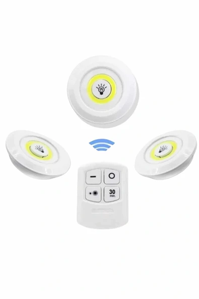 Dolap Işığı Mutfak Rafı Işığı Uzaktan Kumandalı 3 Lü Spot Led Lamba - Resim 4