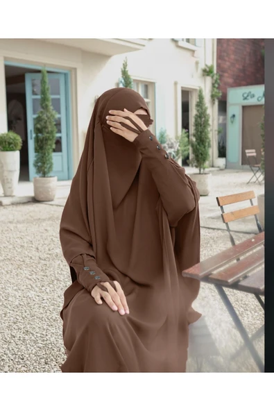 FLORA TEKSTİL 2Lİ TAKIM KALİTELİ TESETTÜR ÇARŞAF ELBİSE -ELBİSE VE SUFLE - Resim 2