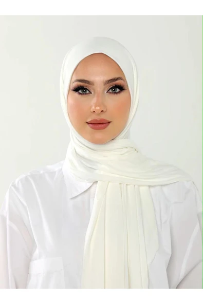 İSTANBULSTYLEMODA Likrali Kaliteli Penye Şal - Ekru 180x75 Sal2312 ürün görseli