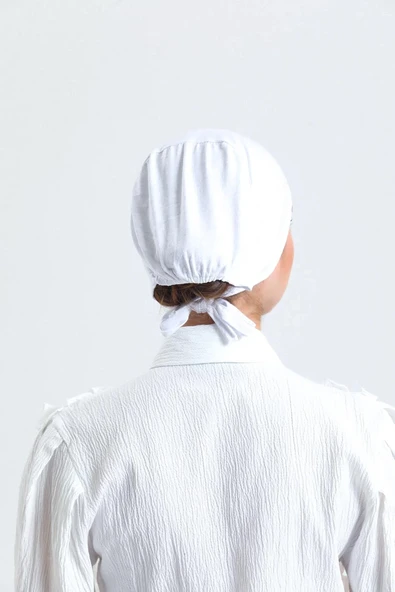 LA SEFA Kadın Pratik Dikişsiz Bağcıklı Tesettür Penye Bone-Beyaz - Resim 2