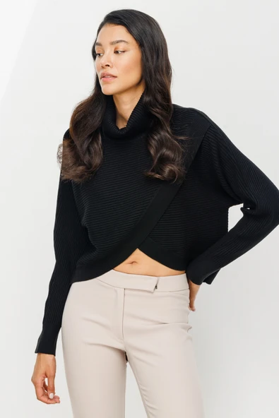 45339 ONTEKS KRUVAZE EN BOY DEGAJE YAKA FİTİLLİ KAZAK - Resim 4