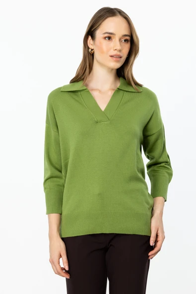 45301 ONTEKS TRUVAKAR KOL PATLI POLO YAKA BLUZ - Resim 5