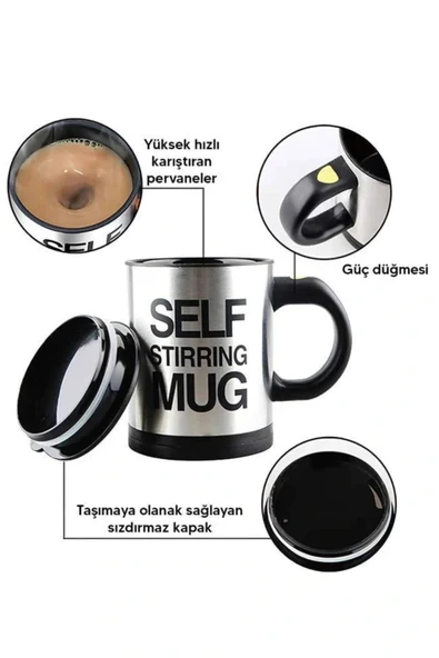 Karıştırıcı Özellikli Mikser Kupa Bardak Kompakt Taşınabilir Mug - Resim 3