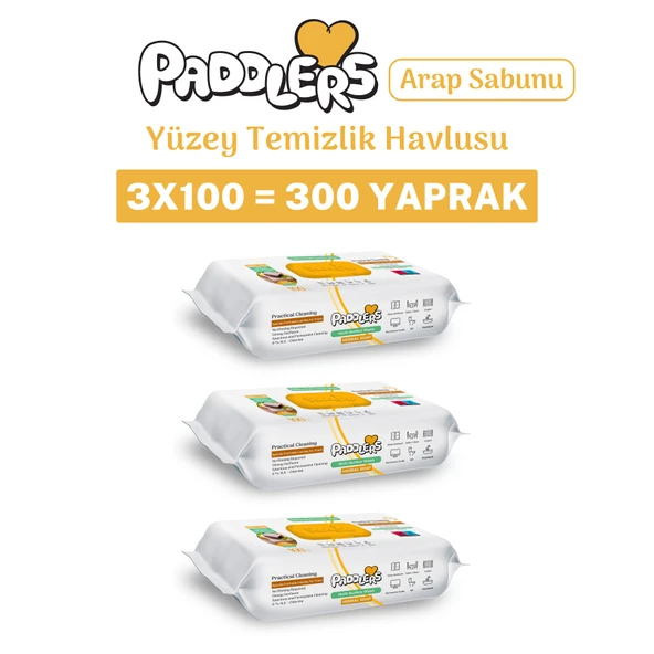 Paddlers Easy Clean Arap Sabun Katkılı Yüzey Temizlik Havlusu 3x100 (300 Yaprak) ürün görseli 1