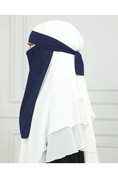 FLORA TEKSTİL Tesettür Medine İpeği GÖZLÜ PEÇE NiKAB ŞAL  40 cm * 45 cm PEC242709 ürün görseli