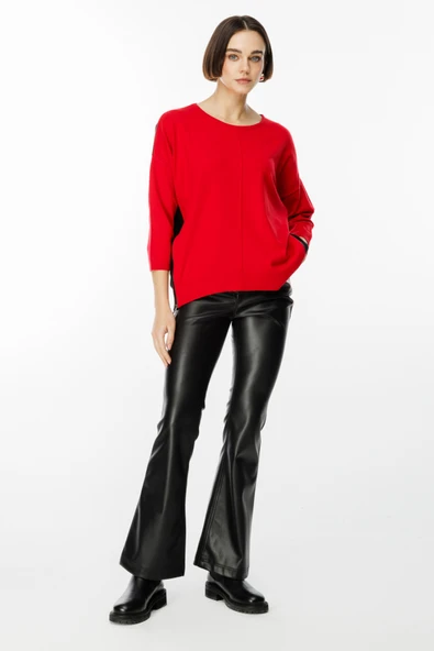 45380 ONTEKS SIFIR YAKA ÖN ARKA FARKLI RENK KAZAK - Resim 5