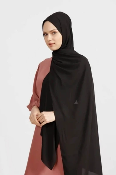 İSTANBULSTYLEMODA Krep Şifon Şal Siyah210x 75 Flr241433 - Resim 3