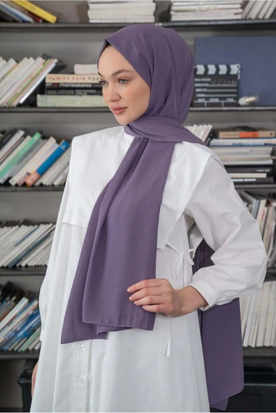 Sweet Notes Kaliteli Medine Ipeği Şal Lavanta Lila 190 X70 Sal2306 - Resim 6