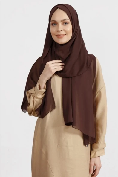 İSTANBULSTYLEMODA Krep Şifon Şal Kahve 210x 75 Flr241433 ürün görseli