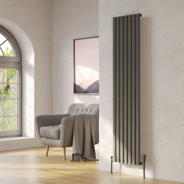 Lojimax Alüminyum Dekoratif Radyatör Bella 1800x286mm 5 Dilim Dokulu Antrasit Gri|1228 W Yüksek Isıl Güç | 5 Yıl Üretici Garantisi ürün görseli