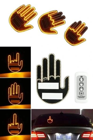 Uzaktan Kumandalı El Orta Parmak Led Araç Camına Özel - Resim 2