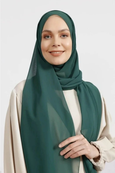 İSTANBULSTYLEMODA Krep Şifon Şal Zümrüt 210x 75 Flr241433 ürün görseli