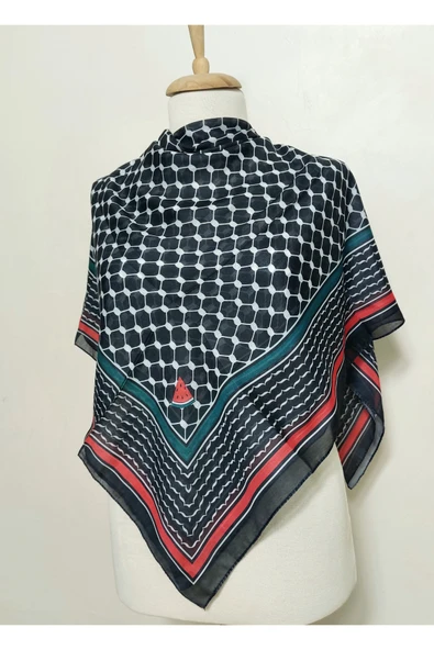 istanbul prensesleri Kadın Erkek Puşi Filistin Siyah Kefiye Model Kare Puşi 100 x 100 cm ürün görseli