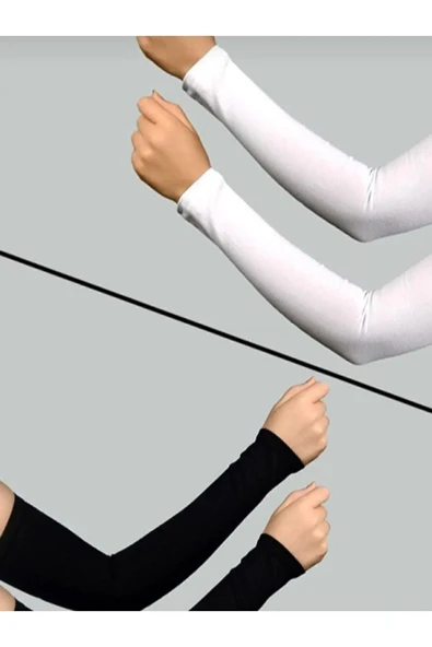 FLORA TEKSTİL Pratik Tesettür Kolluk Penye Namaz Kolluğu Düz Siyah Kol24210 - Resim 2