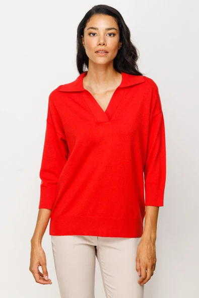 45301 ONTEKS TRUVAKAR KOL PATLI POLO YAKA BLUZ - Resim 9