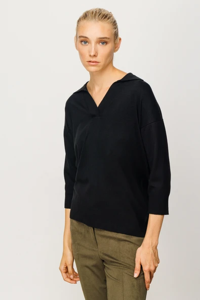 45301 ONTEKS TRUVAKAR KOL PATLI POLO YAKA BLUZ - Resim 3