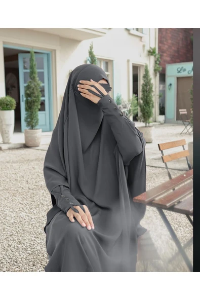 FLORA TEKSTİL 2Lİ TAKIM KALİTELİ TESETTÜR ÇARŞAF ELBİSE -ELBİSE VE SUFLE - Resim 2