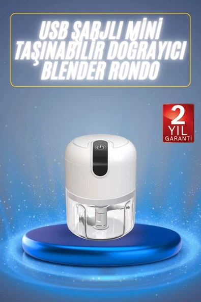 Mini El Rondosu Şarjlı Doğrayıcı Taşınabilir Rondo Blender 250 ML ürün görseli