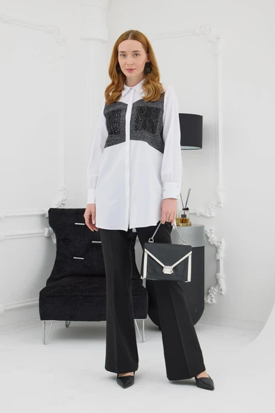 MB11.252 MOODBASİC TRİKO DETAYLI PAYET CEPLİ GÖMLEK ürün görseli