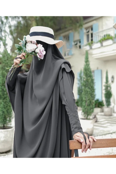 FLORA TEKSTİL 2Lİ TAKIM KALİTELİ TESETTÜR ÇARŞAF ELBİSE -ELBİSE VE SUFLE - Resim 5