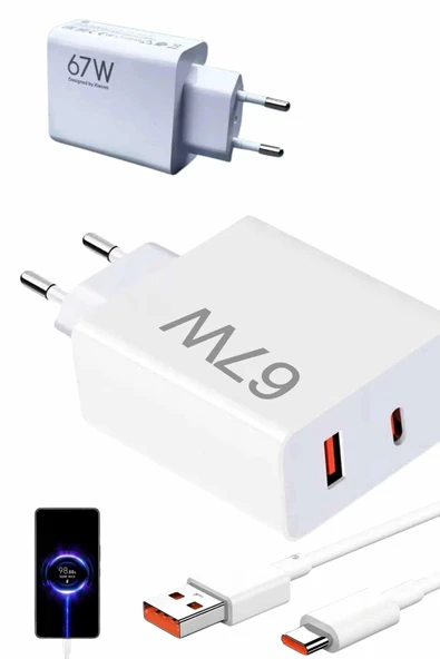 Hızlı Şarj Aleti Adaptörü Kablo Seti 67W Uzun Ömürlü Beyaz - Resim 2