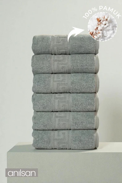 6'lı Mint Yeşili Greek El Havlusu - 50x90 Cm, 225 Gr, %100 Pamuk, Spa Ve Otel Havlusu, Günlük Kullanıma Uygun ürün görseli 1