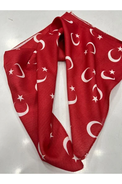 İSTANBULSTYLEMODA Kırmızı Ay Yıldız Türk Bayrağı Temalı Pamuk Kumaş Fular - Bandana - 23 Nisan, 29 Ekim, 19 Mayıs - Resim 4