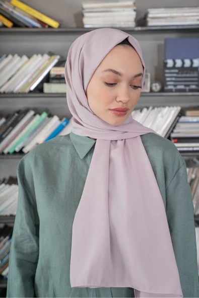 İSTANBULSTYLEMODA Kaliteli Medine Ipeği Şal Soft Pudra 190 X70 Sal2306 - Resim 2