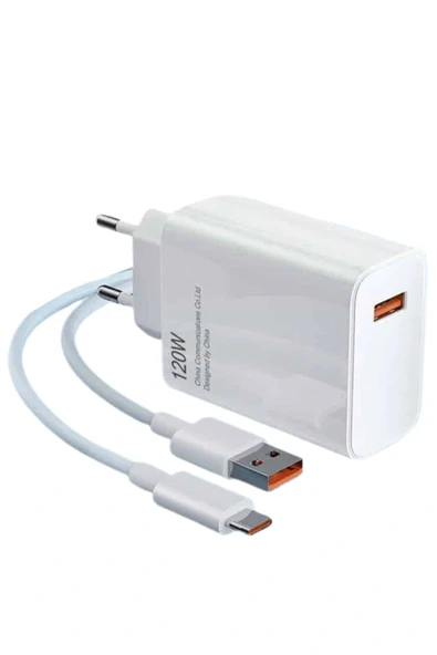 Type C Yüksek Hızlı Şarj Aleti Beyaz 120W Ultra Uzun Ömürlü - Resim 3