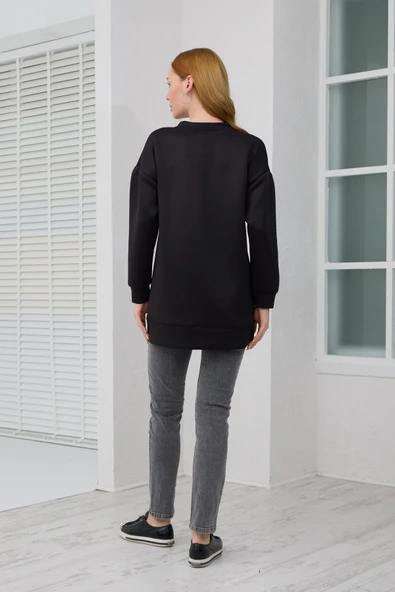 MB21.287 MOODBASİC GÜMÜŞ İNCİLİ SCUBA TUNİK - Resim 5