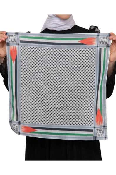 İSTANBULSTYLEMODA Filistin Bayrak Çizgili Filistin Şal Kefiye Küçük Filistin Bayraklı Fular Saçaksızlı Unisex AYN2408 - Resim 8