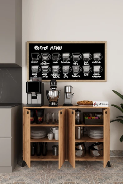 AYMOBSAN Vista Kahve Kahve Köşesi 4 Kapaklı Çok Amaçlı Dolap Kiler Mutfak Dolabı Beyaz - Resim 2