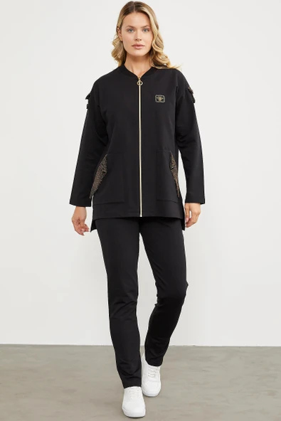 23K2238-76221 SEMENTA SİM KUMAŞ KOMBİNLİ EŞOFMAN TAKIM - Resim 2