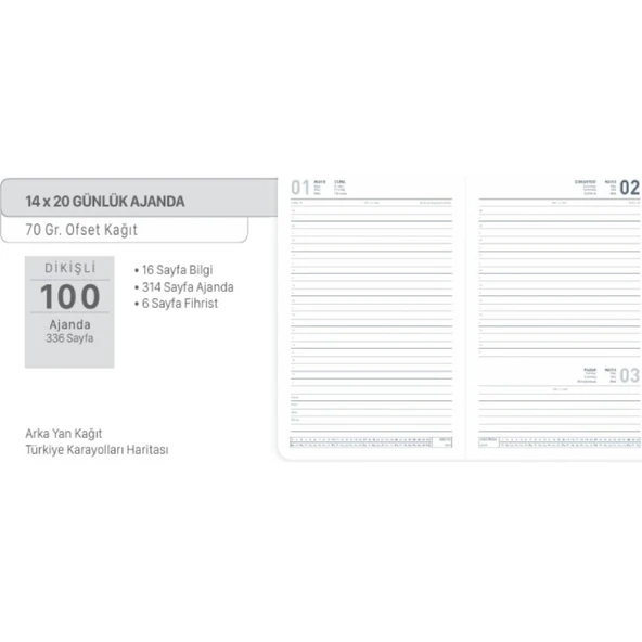 Gıpta 2026 14x20 336 Sayfa Ciltli Günlük Ajanda 100-ECK - Resim 9