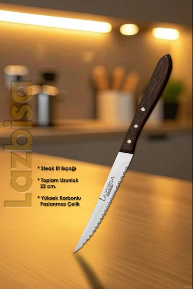 Hand Craft Serisi Steak Et Bıçağı Mutfak Bıçak 6 Lı Restoran Et Kesme Doğrama Bıçak HDS-67 - Resim 2