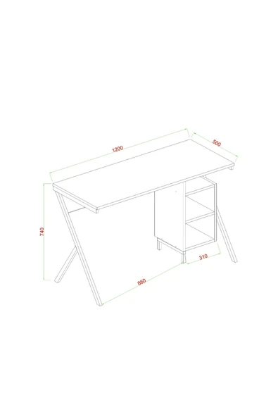 AYMOBSAN Rio Metal Ayaklı Çalışma Masası Atlantik Çam - Resim 3