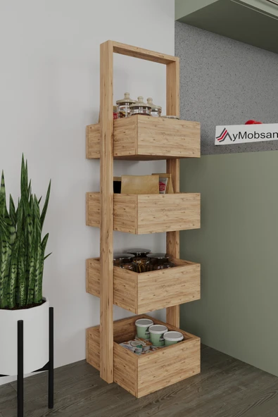 AYMOBSAN Multi 4 Katlı Mutfak Sepeti, Çok Amaçlı Mutfak Rafı, 4 Raflı, 40 CM ürün görseli